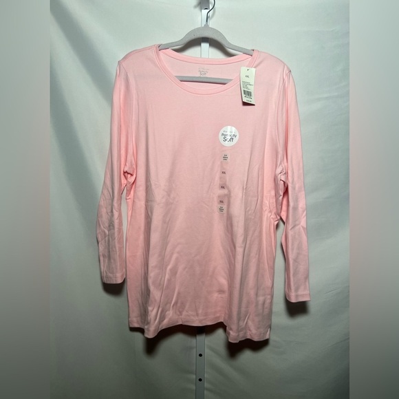 Kim Rogers Perfectly Soft 100% Cotton Pink Long Sleeve Top - Picture 1 of 5